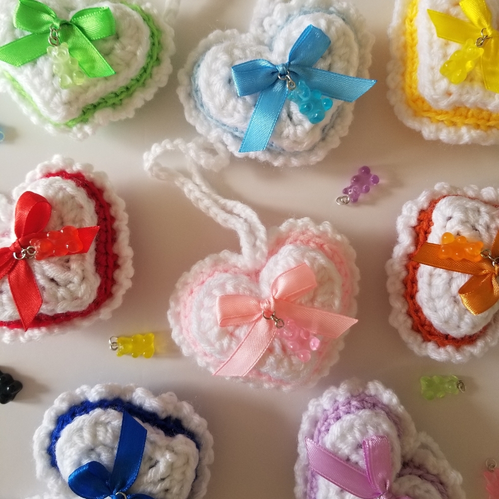Heart-Shaped Crochet Charm Gummy Bear